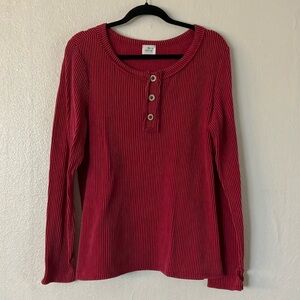 Blue Buttercup Thick Ribbed Henley Shirt, XL